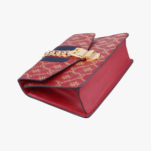 Pre-owned Gucci Sylvie red×Multicolour Leather 524405 shoulderbag | stylenewstar