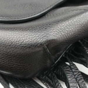 Pre-owned Gucci Bamboo Fringe Black Leather 347099 shoulderbag | stylenewstar