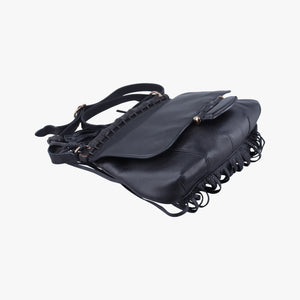 Pre-owned Gucci Bamboo Fringe Black Leather 347099 shoulderbag | stylenewstar