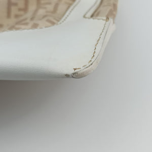 Pre-owned Fendi Chef Pocket Beige x White canvas 8BR464 handbag | stylenewstar