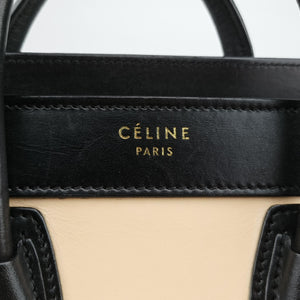Pre-owned Celine luggage nano shopper Beige×black×brown leather shoulderbag | stylenewstar