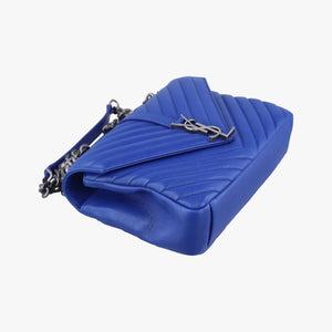 Pre-owned Yves Saint Laurent COLLEGE Blue leather 428056 shoulderbag | stylenewstar