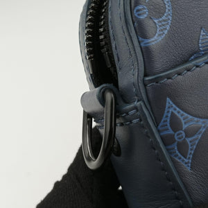 Pre-owned Louis Vuitton Duo Messenger Navy×Blue Monogram Shadow Leather M45730 shoulderbag | stylenewstar