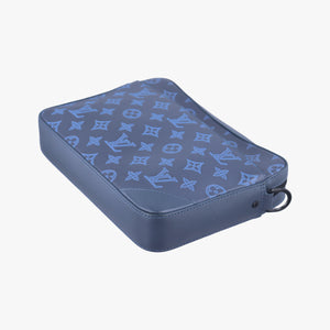 Pre-owned Louis Vuitton Duo Messenger Navy×Blue Monogram Shadow Leather M45730 shoulderbag | stylenewstar