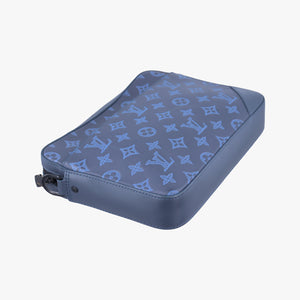 Pre-owned Louis Vuitton Duo Messenger Navy×Blue Monogram Shadow Leather M45730 shoulderbag | stylenewstar