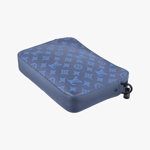 Pre-owned Louis Vuitton Duo Messenger Navy×Blue Monogram Shadow Leather M45730 shoulderbag | stylenewstar