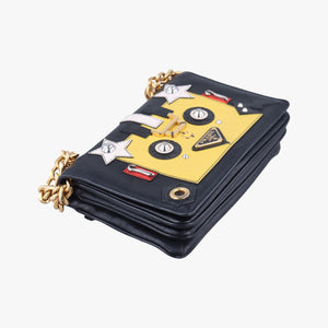 Secondhand Prada Robot Flap Black×Multicolour Leather 1BD055 shoulderbag | stylenewstar