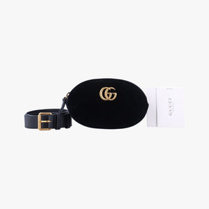 Vintage Gucci GG Marmont Black velour 476434 bum bag/waist bag | stylenewstar