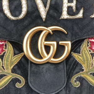 Secondhand Gucci GG Marmont Black×Multicolour velour 443496 shoulderbag | stylenewstar