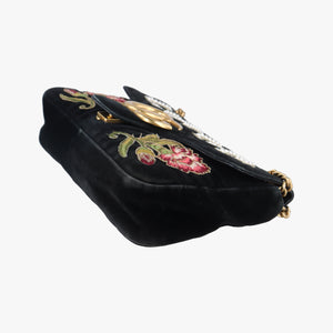 Secondhand Gucci GG Marmont Black×Multicolour velour 443496 shoulderbag | stylenewstar