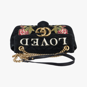 Secondhand Gucci GG Marmont Black×Multicolour velour 443496 shoulderbag | stylenewstar