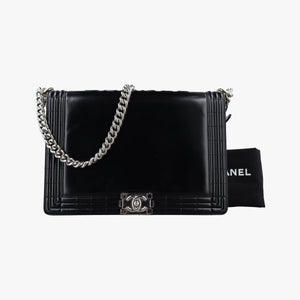 Vintage Chanel BOY CHANEL Black Patent A67021 shoulderbag | stylenewstar