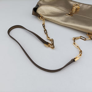 Pre-owned Gucci Tiger Head Gold x Brown Leather 001.41 shoulderbag | stylenewstar
