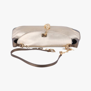Pre-owned Gucci Tiger Head Gold x Brown Leather 001.41 shoulderbag | stylenewstar
