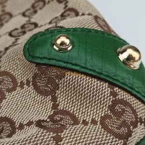 Pre-owned Gucci Horsebit Beige x Green x White canvas×leather 131026 shoulderbag | stylenewstar