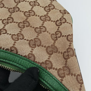 Pre-owned Gucci Horsebit Beige x Green x White canvas×leather 131026 shoulderbag | stylenewstar
