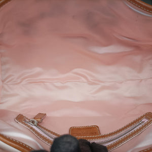 Pre-owned Christian Dior Romantique Trotter Beige x White x Pink PVC Coated Canvas x leather shoulderbag | stylenewstar