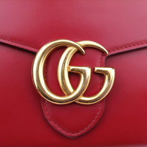 Pre-owned Gucci GG Marmont Red Leather 401232 shoulderbag | stylenewstar