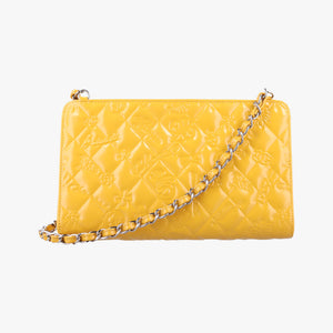 Pre-owned Chanel Symbol charm icon Yellow Patent A37156 shoulderbag | stylenewstar