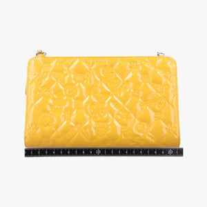 Pre-owned Chanel Symbol charm icon Yellow Patent A37156 shoulderbag | stylenewstar