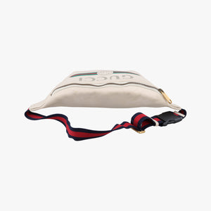 Pre-owned Gucci Gucci Print White Leather 530412 bum bag/waist bag | stylenewstar