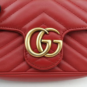 Pre-owned Gucci GG Marmont Red Leather 476433 shoulderbag | stylenewstar