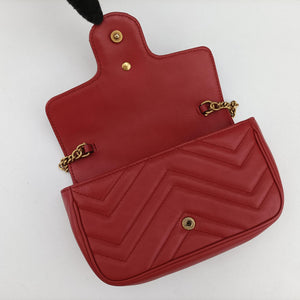Pre-owned Gucci GG Marmont Red Leather 476433 shoulderbag | stylenewstar