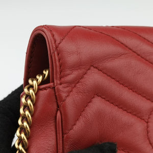 Pre-owned Gucci GG Marmont Red Leather 476433 shoulderbag | stylenewstar