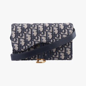 Pre-owned Christian Dior Saddle Navy×Gray jacquard bum bag/waist bag | stylenewstar