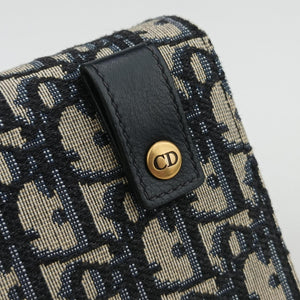 Pre-owned Christian Dior Saddle Navy×Gray jacquard bum bag/waist bag | stylenewstar