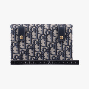 Pre-owned Christian Dior Saddle Navy×Gray jacquard bum bag/waist bag | stylenewstar