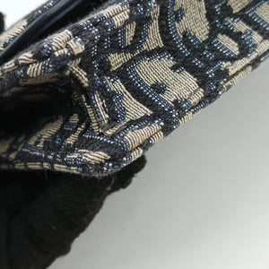 Pre-owned Christian Dior Saddle Navy×Gray jacquard bum bag/waist bag | stylenewstar