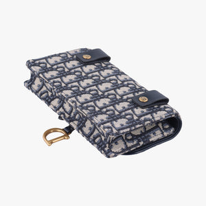 Pre-owned Christian Dior Saddle Navy×Gray jacquard bum bag/waist bag | stylenewstar