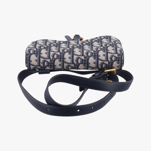 Pre-owned Christian Dior Saddle Navy×Gray jacquard bum bag/waist bag | stylenewstar