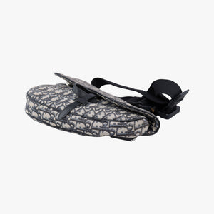 Vintage Christian Dior saddle Navy×Gray Jacquard crossbodybag | stylenewstar