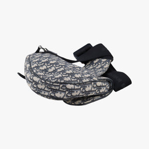 Vintage Christian Dior saddle Navy×Gray Jacquard crossbodybag | stylenewstar