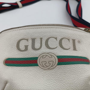 Pre-owned Gucci Gucci print White Leather 527792 bum bag/waist bag | stylenewstar
