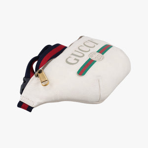 Pre-owned Gucci Gucci print White Leather 527792 bum bag/waist bag | stylenewstar