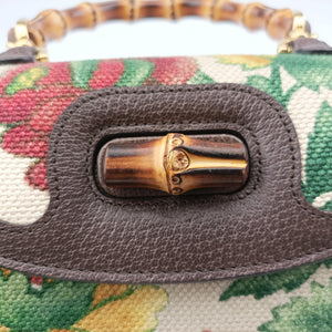 Secondhand Gucci New Bamboo White x Brown x Multicolor Canvas×Leather 675797 shoulderbag | stylenewstar
