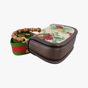 Secondhand Gucci New Bamboo White x Brown x Multicolor Canvas×Leather 675797 shoulderbag | stylenewstar