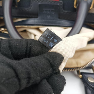 Pre-owned Gucci Sherry Line navy×red×beige Canvas×Leather 247205 handbag | stylenewstar