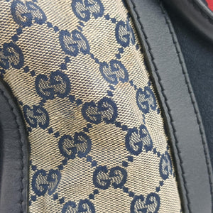 Pre-owned Gucci Sherry Line navy×red×beige Canvas×Leather 247205 handbag | stylenewstar