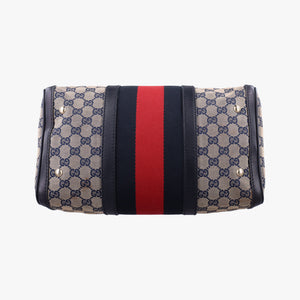Pre-owned Gucci Sherry Line navy×red×beige Canvas×Leather 247205 handbag | stylenewstar