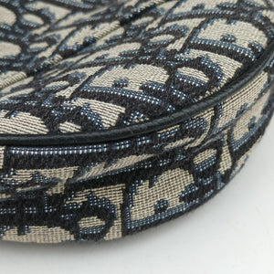 Pre-owned Christian Dior Saddle Gray×Navy×Black Jacquard×Leather bum bag/waist bag | stylenewstar