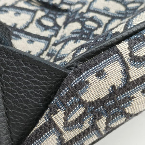 Pre-owned Christian Dior Saddle Gray×Navy×Black Jacquard×Leather bum bag/waist bag | stylenewstar