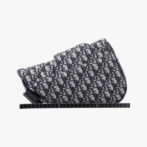 Pre-owned Christian Dior Saddle Gray×Navy×Black Jacquard×Leather bum bag/waist bag | stylenewstar