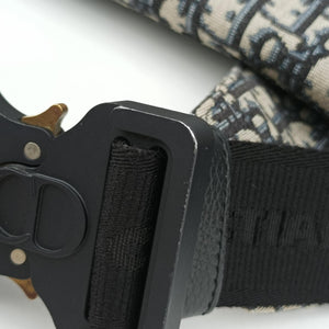 Pre-owned Christian Dior Saddle Gray×Navy×Black Jacquard×Leather bum bag/waist bag | stylenewstar