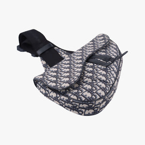 Pre-owned Christian Dior Saddle Gray×Navy×Black Jacquard×Leather bum bag/waist bag | stylenewstar