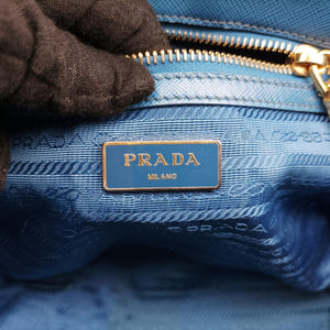 Pre-owned Prada Galleria Blue SAFFIANO Leather BN1801 shoulderbag | stylenewstar