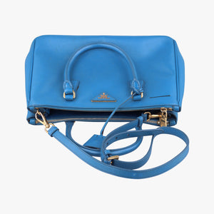 Pre-owned Prada Galleria Blue SAFFIANO Leather BN1801 shoulderbag | stylenewstar